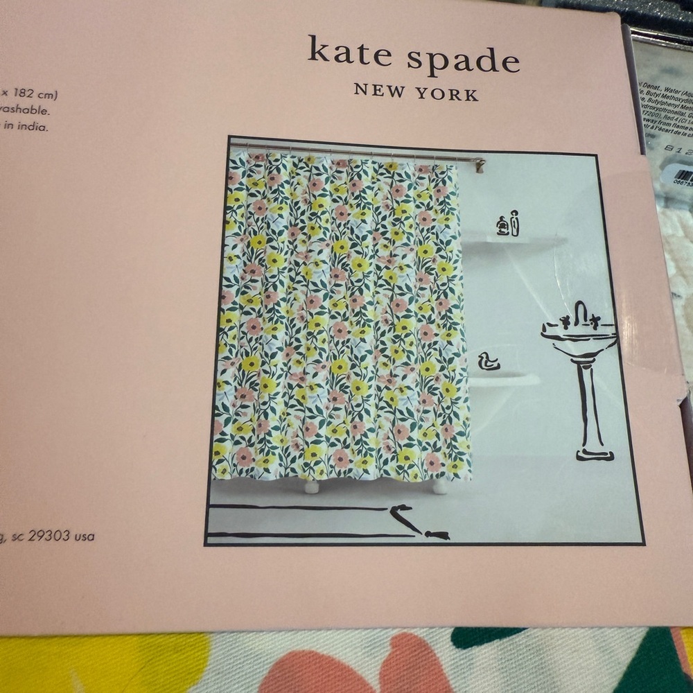 Kate Spade Yellow and Pink Floral Shower Curtain